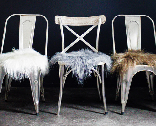 White faux fur online seat cushion