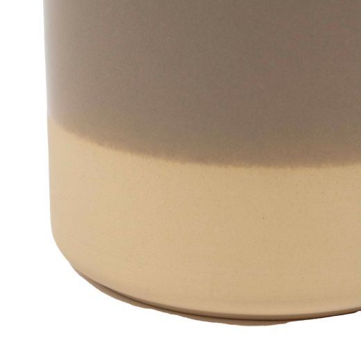 Cylinder Blumentopf Keramik Dip-Dye Taupe h17 d17