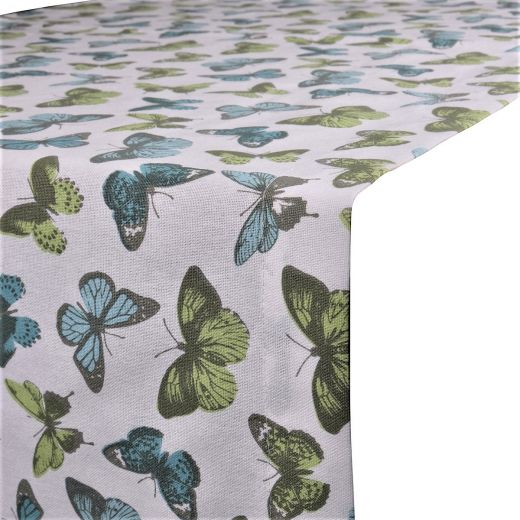 Tablerunner Butterfly Aqua/Gre 50x140