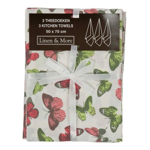 Teatowel Butterfly set of 3 St 50x70