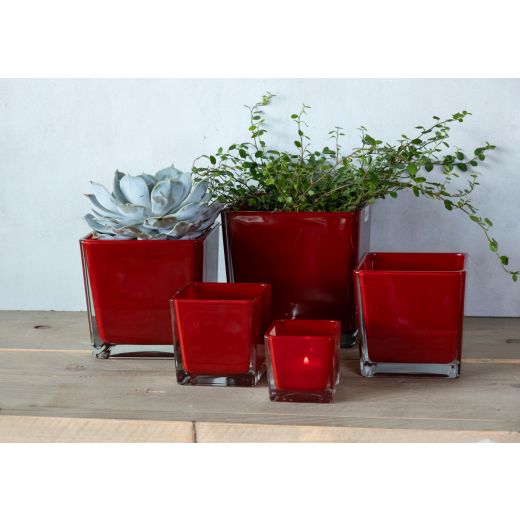 Regular Cubic Vase red 10x10x10cm 