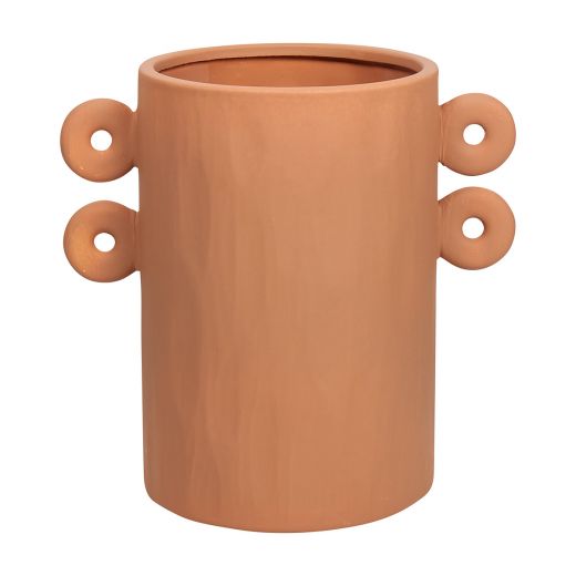 Round Handles Planter Ceramic brown h21,5 d22 