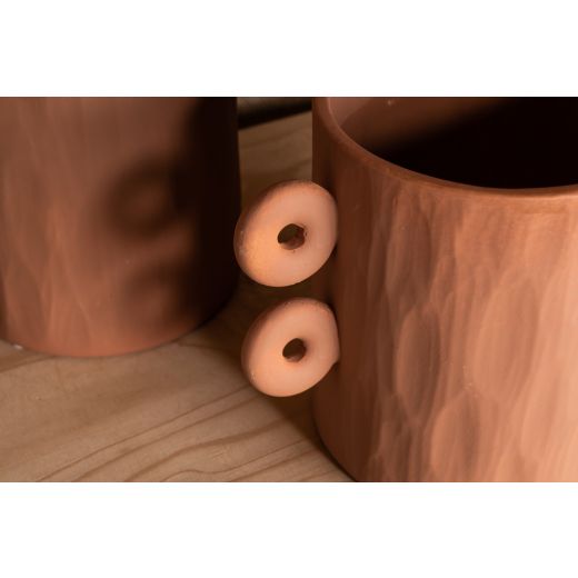 Round Handles Planter Ceramic brown h21,5 d22 