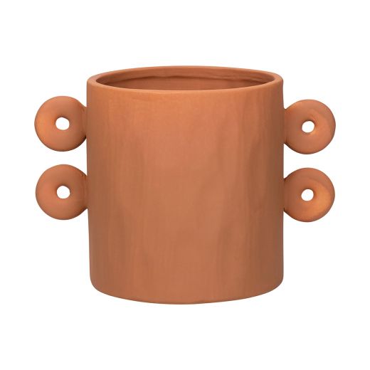 Round Handles Planter Ceramic brown h15,5 d22 