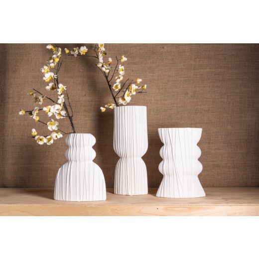 Elin Lines Planter Ceramic white h40 d16 