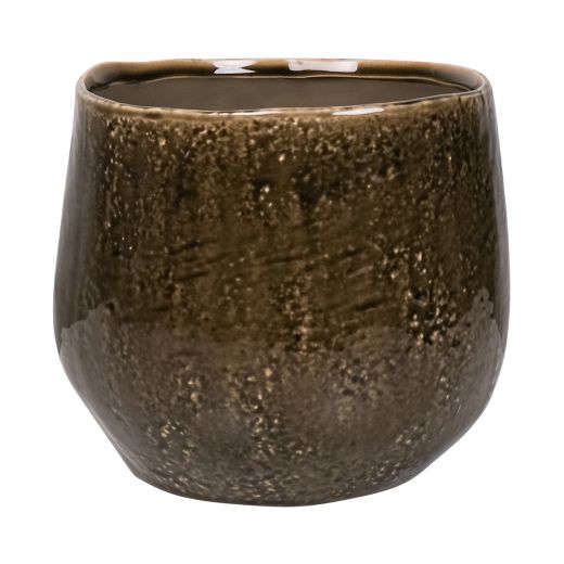 Speckle Cache-Pot en Céramique vert olive h16,3 d18,8 