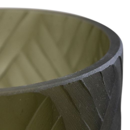 Luxor Cylinder carved green grey h20 d15cm