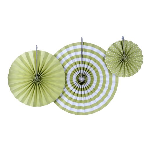 Paper Celery Green Fan Set of 3