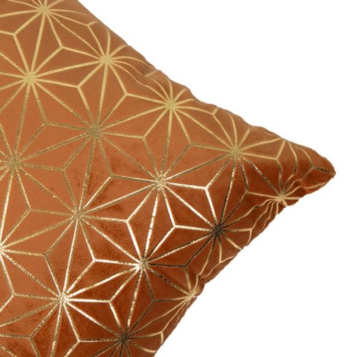 Cushion velvet rust print ice crystal gold 30 x 50 cm