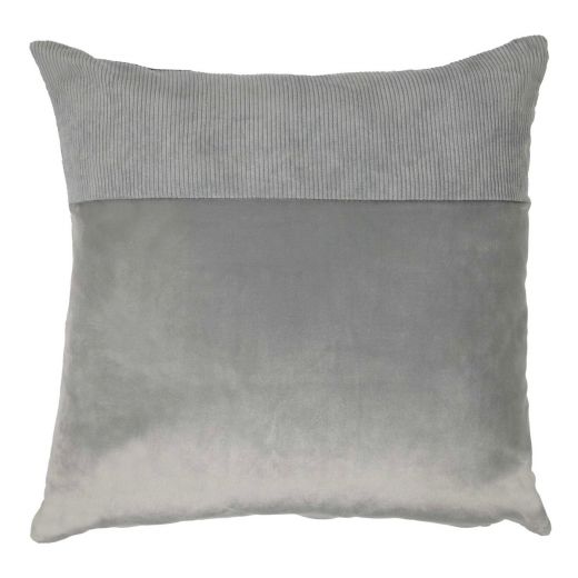 Cushion velvet l. grey & corduroy 45 x 45 cm