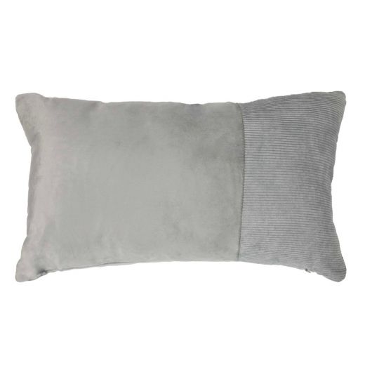 Cushion velvet l. grey & corduroy 30 x 50 cm