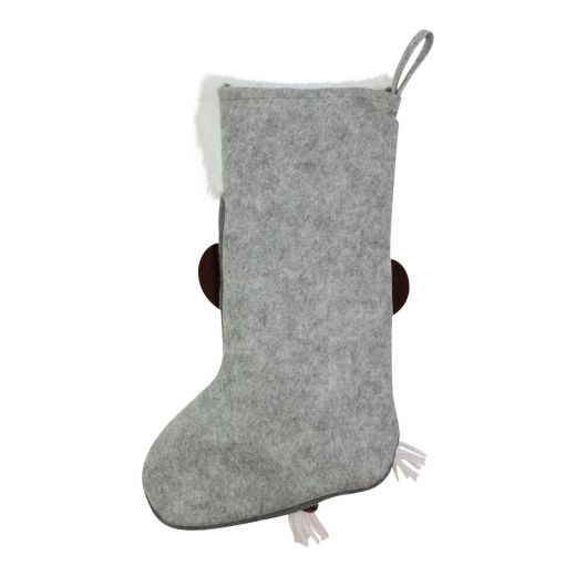 Knitted Rudolf x mas sock grey 25x46 cm 