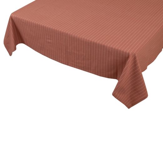 Pinstripe Tablecloth Textile cafe brown 140x300cm 