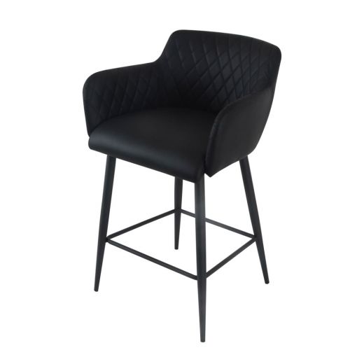 Bar stool leather look artificial leather metal 65 cm rose - vegan leather black