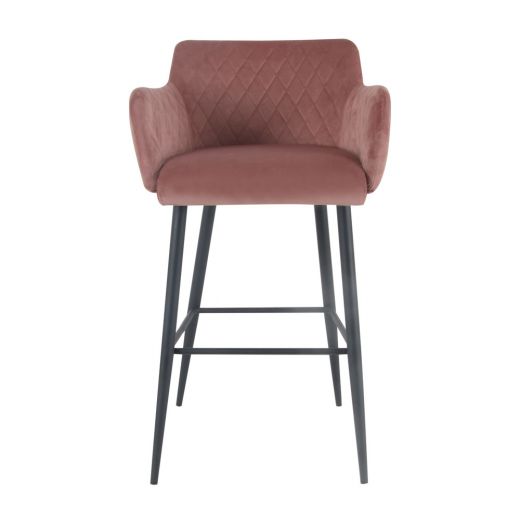 Bar stool Velvet Velvet Metal 75 cm Rose - Velvet Pink