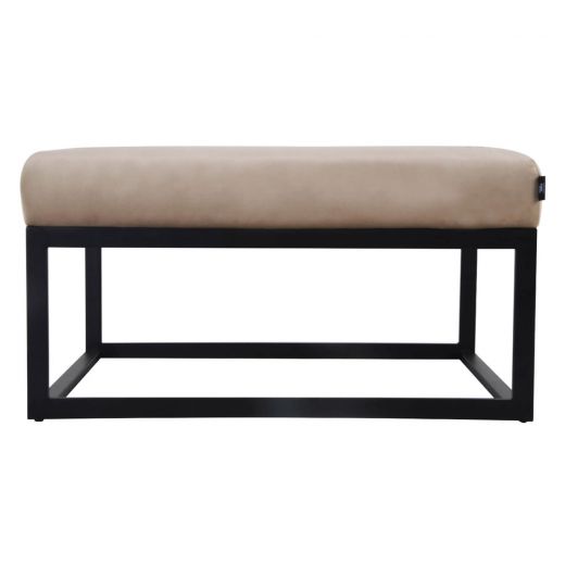 Pouf Hocker footstool Side table Velvet and leather look 75cm Otto - Velvet Taupe