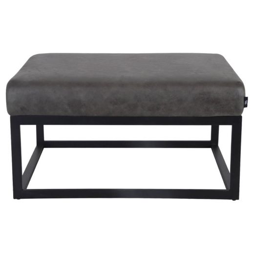 Pouf Hocker footstool Side table Velvet and leather look 75cm Otto - Stone