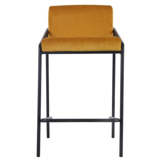 Bar stool velvet velvet and bouclé metal 65 cm Lev - velvet ocher yellow