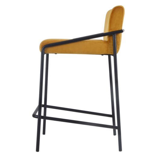 Bar stool velvet velvet and bouclé metal 65 cm Lev - velvet ocher yellow