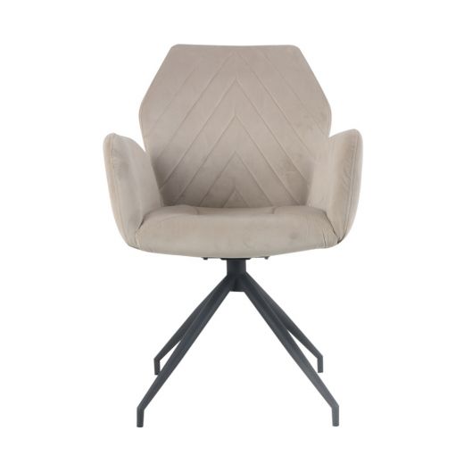 Dining room chair with armrests rotatable with herringbone pattern Apollo - Velvet Taupe