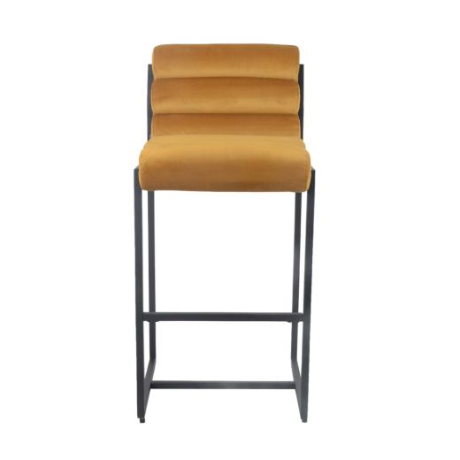 Bar stool Design stool 75 cm Velvet Tony - Velvet ocher yellow