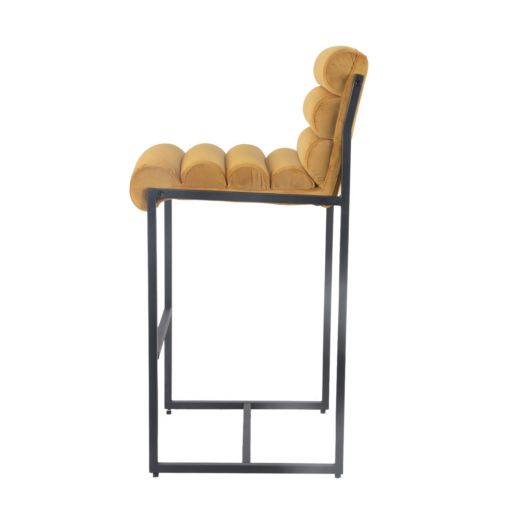 Bar stool Design stool 75 cm Velvet Tony - Velvet ocher yellow