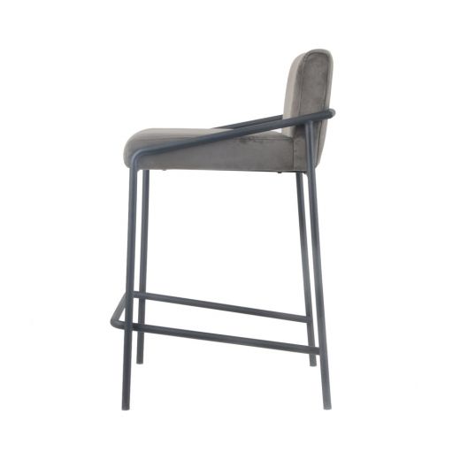 Bar stool velvet velvet and bouclé metal 65 cm Lev - velvet gray