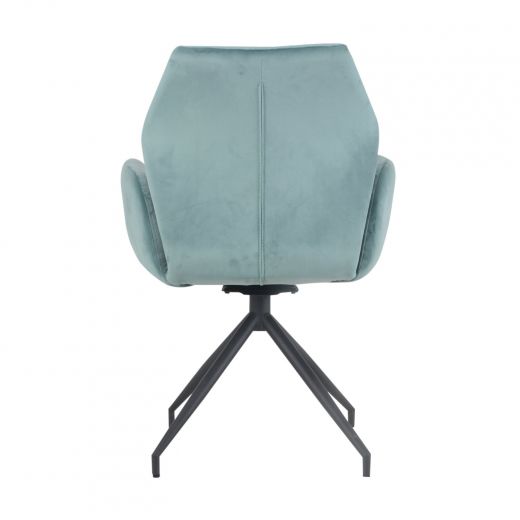 Dining room chair with armrests rotatable with herringbone pattern Apollo - Velvet Mintgroen