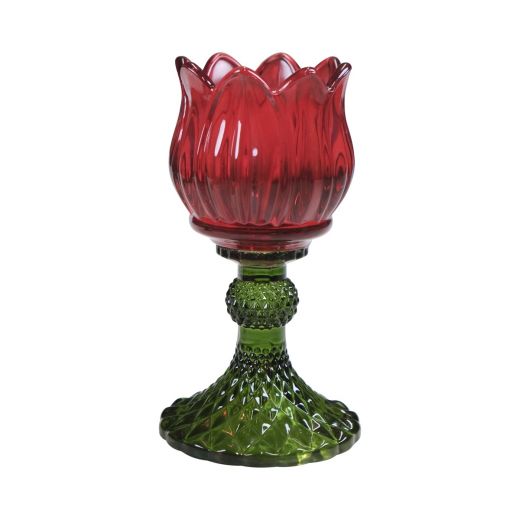 glas waxinelicht tulp rood 15cm