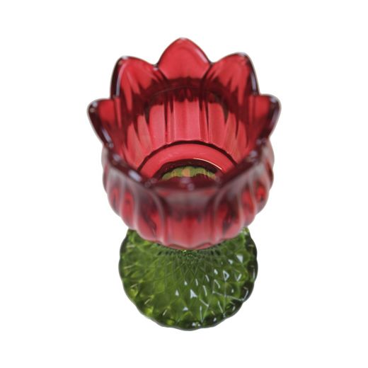 glas waxinelicht tulp rood 15cm