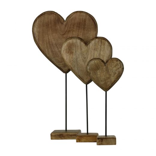 staand hart mango hout h35 d18x8cm