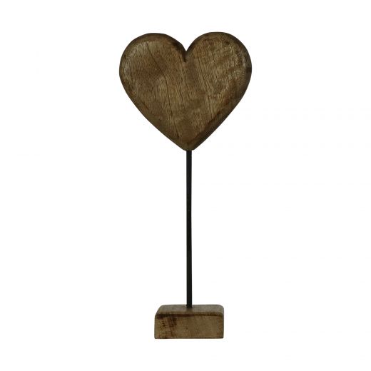 staand hart mango hout h45 d23x10cm