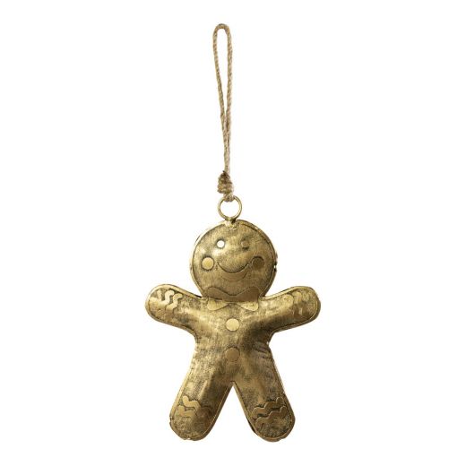 Hanging Decoration gingerbread man gold 12x16x26cm