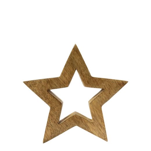 Decoration Star hollow bois de manguier 15x15x3,5cm