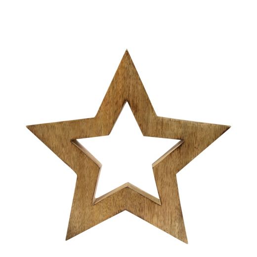 Decoration Star hollow bois de manguier 20x20x3,5cm