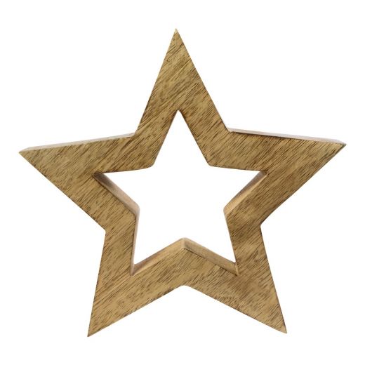 Decoration Star hollow bois de manguier 25x25x3,5cm