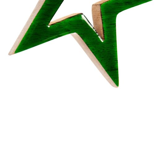 Hanging Decoration star green mango wood 12x12x2,5cm