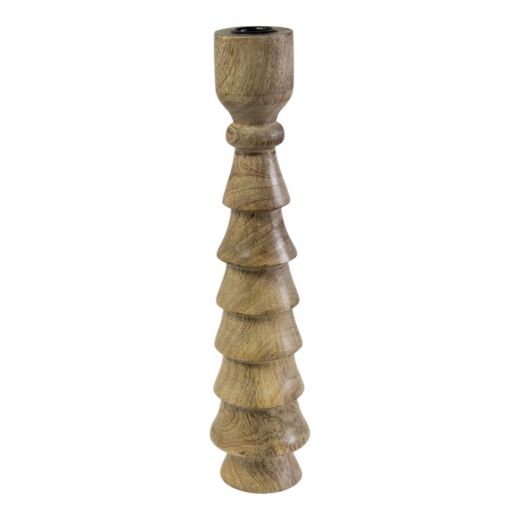 Candle Holder mango hout bubbel 30cm