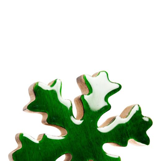 Hanging Decoration snowflake green mango wood dia15cm