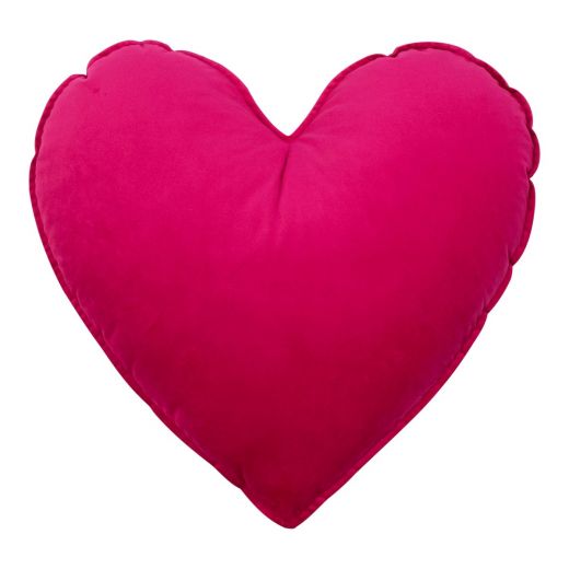 Coeur Coussin Velours fuchsia 45cm