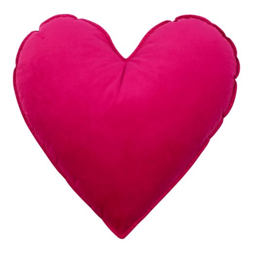 Coeur Coussin Velours fuchsia 45cm