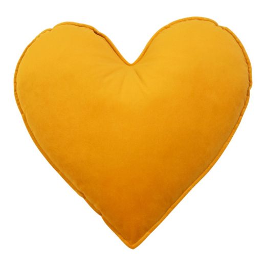 Coeur Coussin Velours miel jaune 45cm