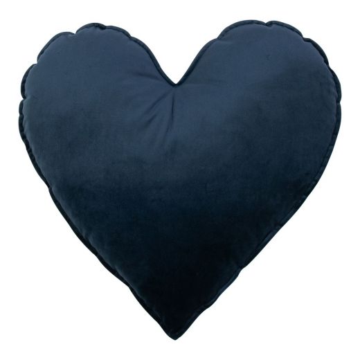 Coeur Coussin Velours bleu marine 45cm