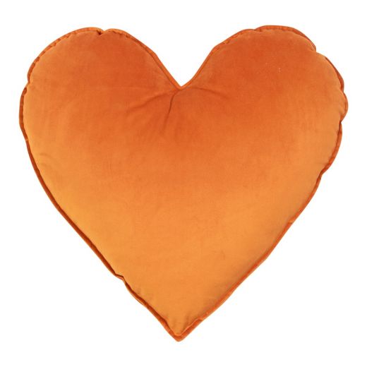 Coeur Coussin Velours orange 45cm