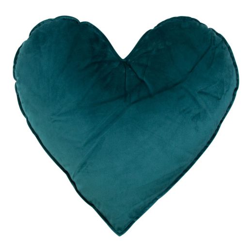 Coeur Coussin Velours petrol 45cm