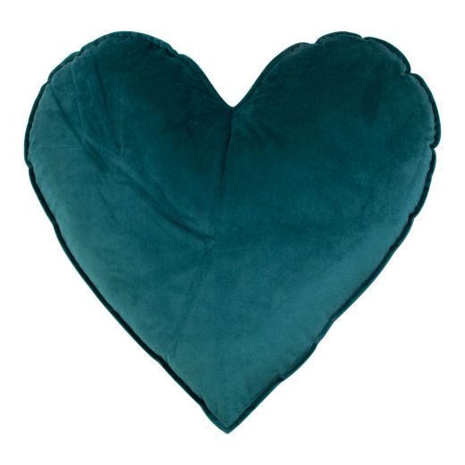 Coeur Coussin Velours petrol 45cm