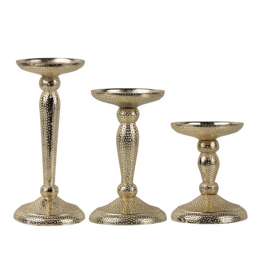 candlestick hammered champagne gold 12,5x10 cm