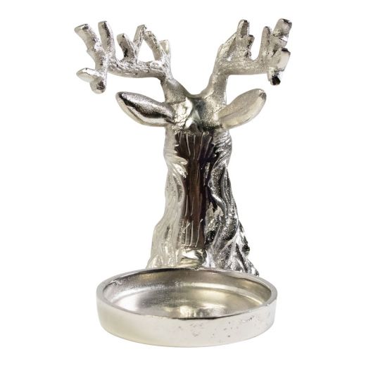 Porte-bouteille cerf argent 17x20x12cm