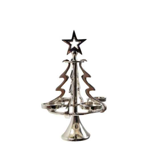 Kaarsen Standaard kerstboom zilver h27 d18cm