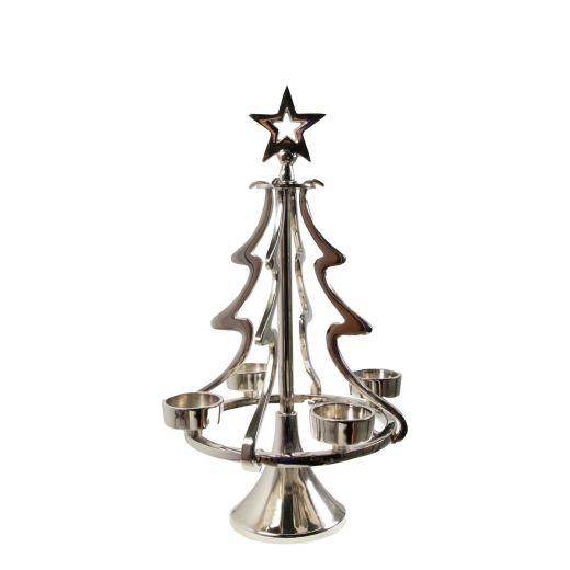 Kaarsen Standaard kerstboom zilver h40 d20cm